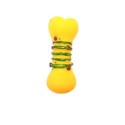 Виниловая игрушка-пищалка для собак Гантель Кость, 11 см, Акция! Жёлтый