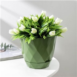 Горшок для цветов с поддоном Laurel, 1,3 л, d=14,5 см, h=12,5 см, цвет зелёный