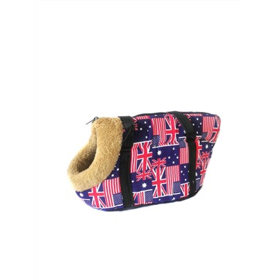 Сумка-переноска для собак с меховой отделкой Британский флаг, Акция! Белый