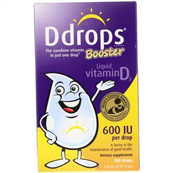 Ddrops, Стимулятор, жидкий витамин D3, 600 МЕ, 100 капель, 2,8 мл (0,09 жидкой унции)