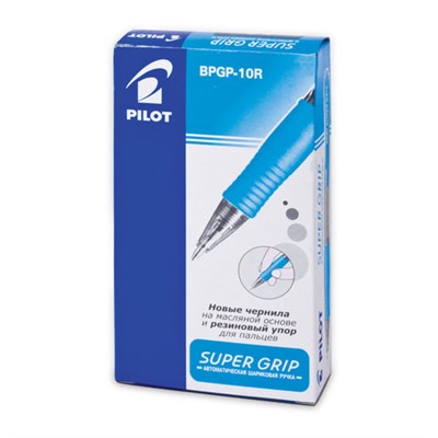 Ручка шариковая масляная автоматическая с грипом PILOT "Super Grip", ЧЕРНАЯ, узел 0,7 мм, линия письма 0,32 мм, BPGP-10R, BPGP-10R-F, 140241