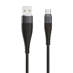 Кабель SOLID, USB 2.0 - Type-C, 1.2м, 2.1A, черный, OLMIO
