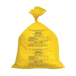 Мешки для мусора медицинские, в пачке 50 шт., класс Б (желтые), 30 л, 50х60 см, 15 мкм, АКВИКОМП, 104670