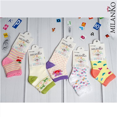 Детские хлопковые носки с рисунком NEW MilanKo IN-165 MIX 2/2-3 года