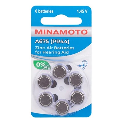 Батарейка Minamoto ZA675 для слуховых аппаратов