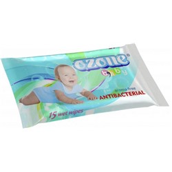 Салфетки влажные Ozone Антибактериальные для детей Календула и витамин Е, 15 шт