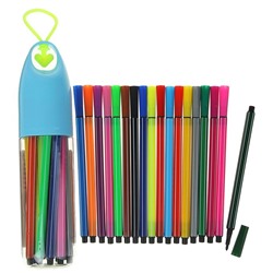 Фломастеры, 18 цветов, в пластиковом тубусе с ручкой, вентилируемый колпачок, МИКС