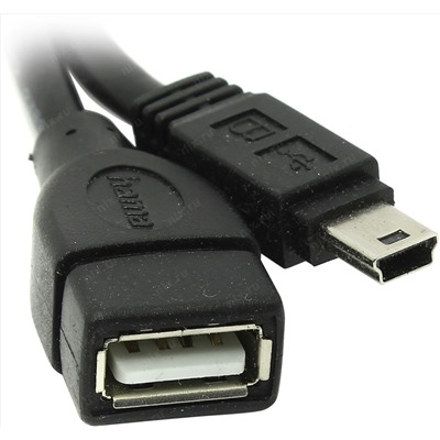 Переходник USB, AF-->miniUSB BM 10cm (OTG), Hama (00039626)
