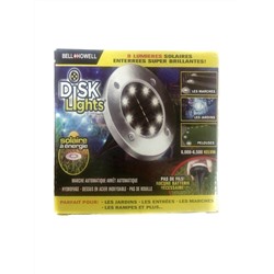 Садовый светильник на солнечной батарее Disk Lights 8 Led, 1 шт, Акция!