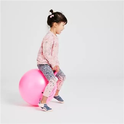 Легинсы детские для девочек 100 Baby Gym розовые с принтом DOMYOS