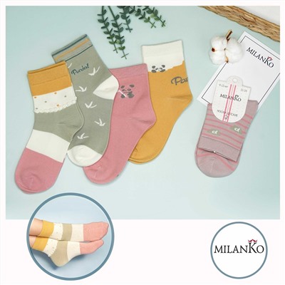 Детские хлопковые носки  (Узор 8) MilanKo D-222 Узор 8 (панды)