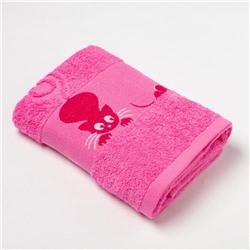 Полотенце махровое с бордюром «Кошки» цвет розовый
