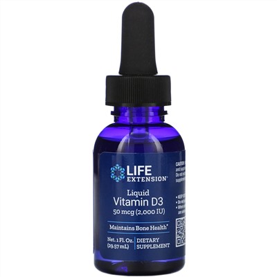 Life Extension, Жидкий витамин D3, 2000 МЕ, 29,57 мл