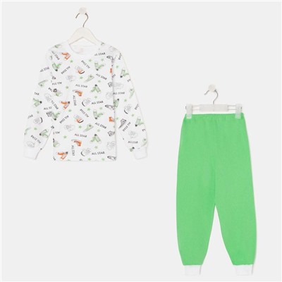 Пижама для мальчика НАЧЁС, цвет белый/зелёный, рост 98-146 см