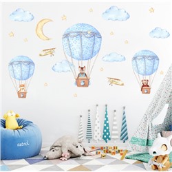 Наклейка многоразовая "Мишки на воздушных шарах"