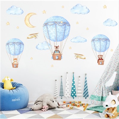 Наклейка многоразовая "Мишки на воздушных шарах"