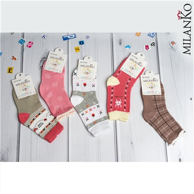 Детские хлопковые носки с рисунком NEW MilanKo IN-165 MIX 5/10-12 лет