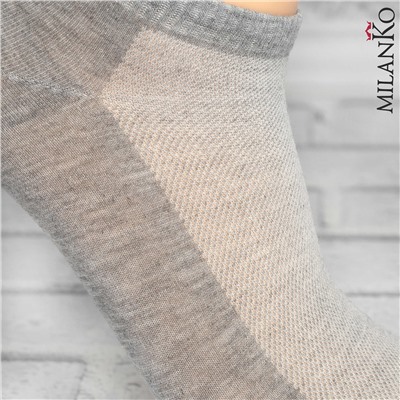Мужские укороченные  носки в сетку MilanKo S-620 Серый/40-44