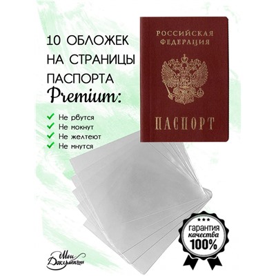 Чехлы для листов паспорта, прозрачные, 10 шт. (2128)
