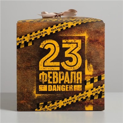 Коробка складная «С 23 февраля», 18 × 18 × 18 см