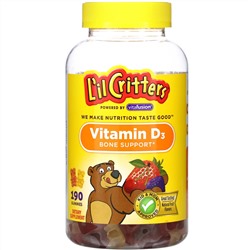 L'il Critters, Витамин D3 для поддержки костей, натуральные фруктовые ароматизаторы, 190 жевательных конфет