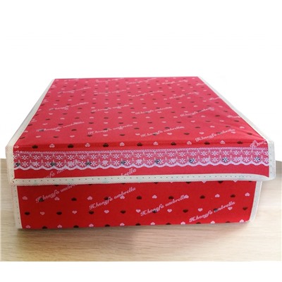 Складной короб для хранения вещей с 16-ю ячейками, 31х31х12.5 см, Акция! Красный с сердечками