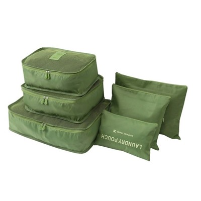 Набор дорожных сумок для путешествий Laundry Pouch, 6 шт, Акция! Зелёный