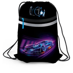 Мешок для обуви 1 отделение Berlingo "Neon car", 460*360мм, светоотражающая лента, карман на молнии