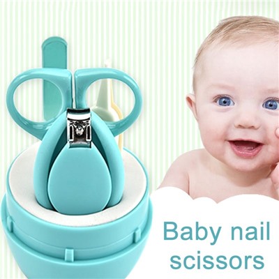 Маникюрный набор набор для детей из 4 инструментов Baby four set nail scissors, Акция! Голубой