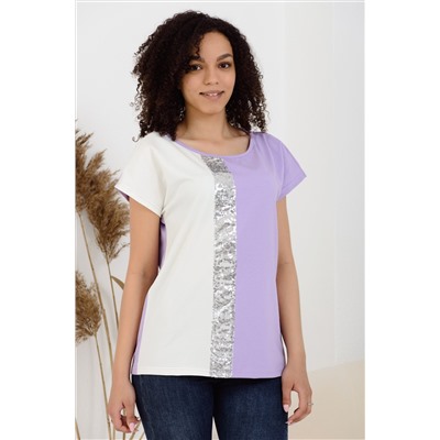 Натали 37, Женская футболка в стилеn колор блок с пайетками