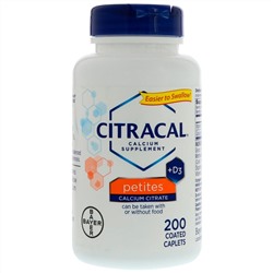 Citracal, Кальциевая добавка + D3, маленькие таблетки, 200 капсуловидных таблеток в оболочке