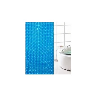3D Штора для ванной, 180х180 см, Акция! Синий