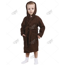 Детский халат с капюшоном в бассейн коричневый