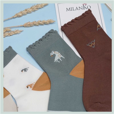 Детские хлопковые носки  (Узор 6) MilanKo D-222 Узор 6 (жираф)