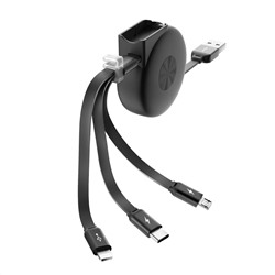 Кабель SLIDE, USB 2.0 - 3-в-1, microUSB/ 8-pin /typeC, раздвижной, 1м, 2.1A, OLMIO