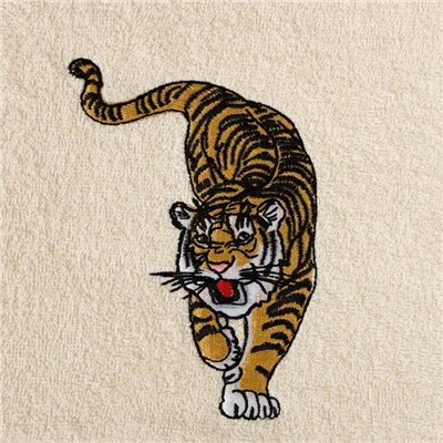 Комплект полотенец в коробке «Крадущийся тигр» 50х90, 70х140 см, бежевый МИКС