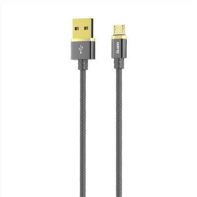 Кабель DELUXE, USB 2.0 - microUSB, 1м, 2.1A, серый, OLMIO