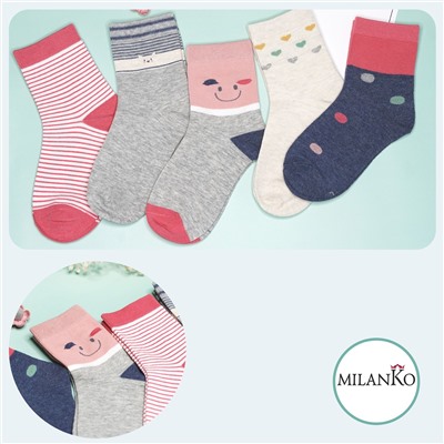 Детские хлопковые носки  (Узор 10) MilanKo D-222 Узор 10 (сердечки)