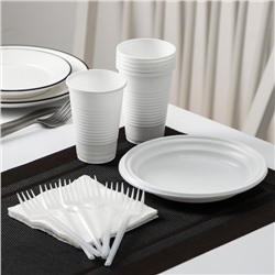 Набор одноразовой посуды «Летний №2», на 6 персон, цвет белый
