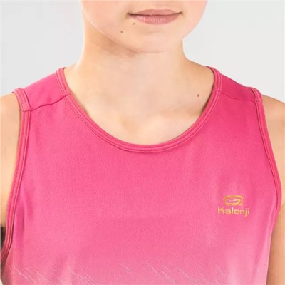 Майка для бега и легкой атлетики для девочек AT 500 розово-зеленая KALENJI