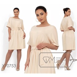 Платье-мини с цельнокроенным верхом, карманами и резинкой с поясом по талии X10753