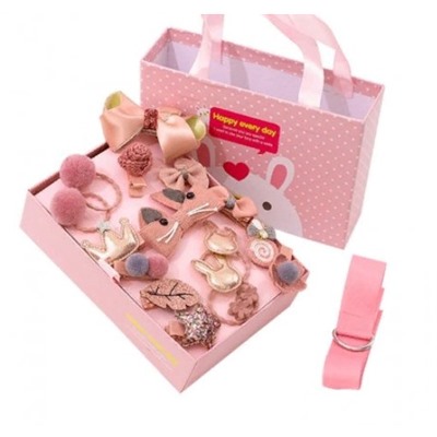 Подарочный набор заколок для девочек, 18 предметов, Акция! Тёмно-розовый