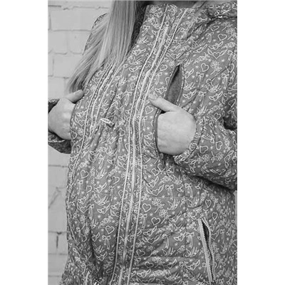 Слингокуртка для беременных 3 в 1 демисезонная ЧЕЛСИ - ласточки на бежевом, размер 46-48
