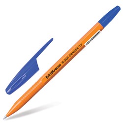Ручка шариковая ERICH KRAUSE "R-301 Orange", СИНЯЯ, корпус оранжевый, узел 0,7 мм, линия письма 0,35 мм, 43194 ШК 4041485431947, 141526