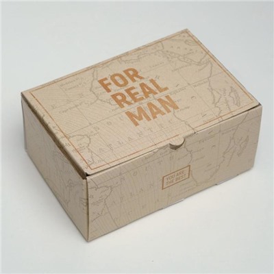 Коробка‒пенал For real man, 22 × 15 × 10 см