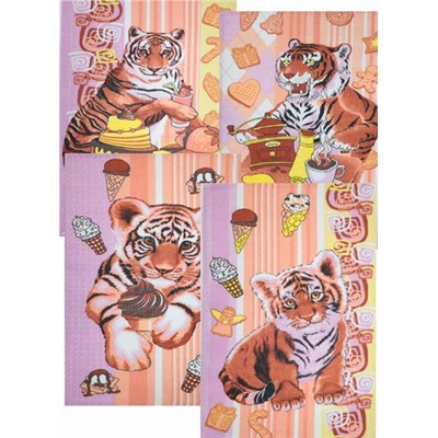 Полотенце вафельное купонное 35х60 "Тигриные сладости"- упаковка 10 шт