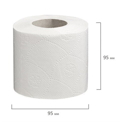 Бумага туалетная бытовая, спайка 8 шт., 2-х слойная, (8х19 м), LAIMA, белая, 126905