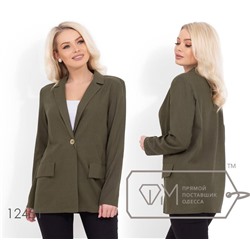 Льняной удлиненный пиджак с плечиками, без подклада 12451