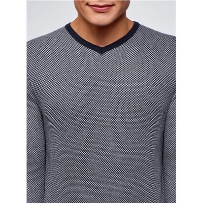 Пуловер фактурный с контрастной отделкой