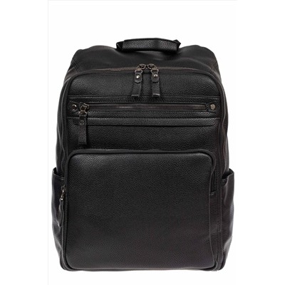 Рюкзак мужской из фактурной экокожи с карманом для ноутбука, цвет чёрный